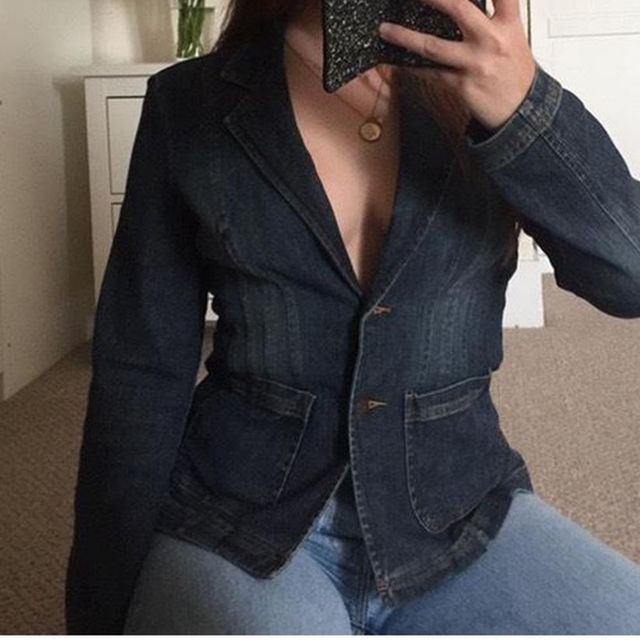 Vintage manhattan Classic Dark Blue Denim Jacket - Picture 1 of 7